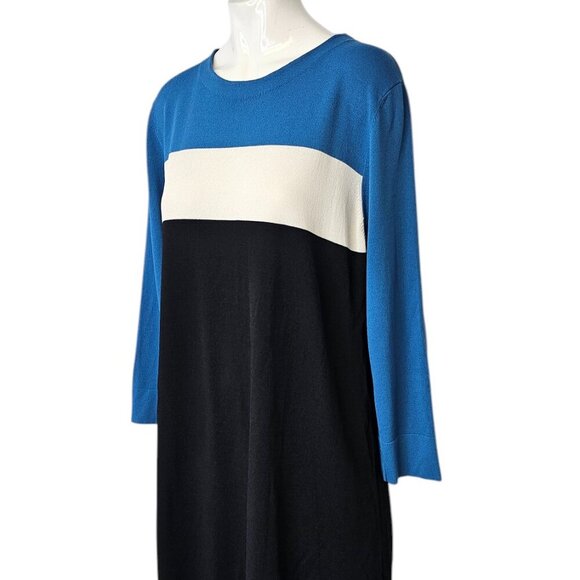 Diane Von Furstenberg Aina Color Block Mini Dress, 3/4 Sleeve, Stretch, Size L - Picture 10 of 10